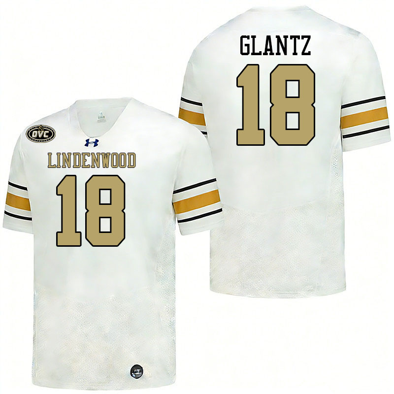 Lindenwood Lions #18 Nate Glantz College Football Jerseys,Uniforms-White